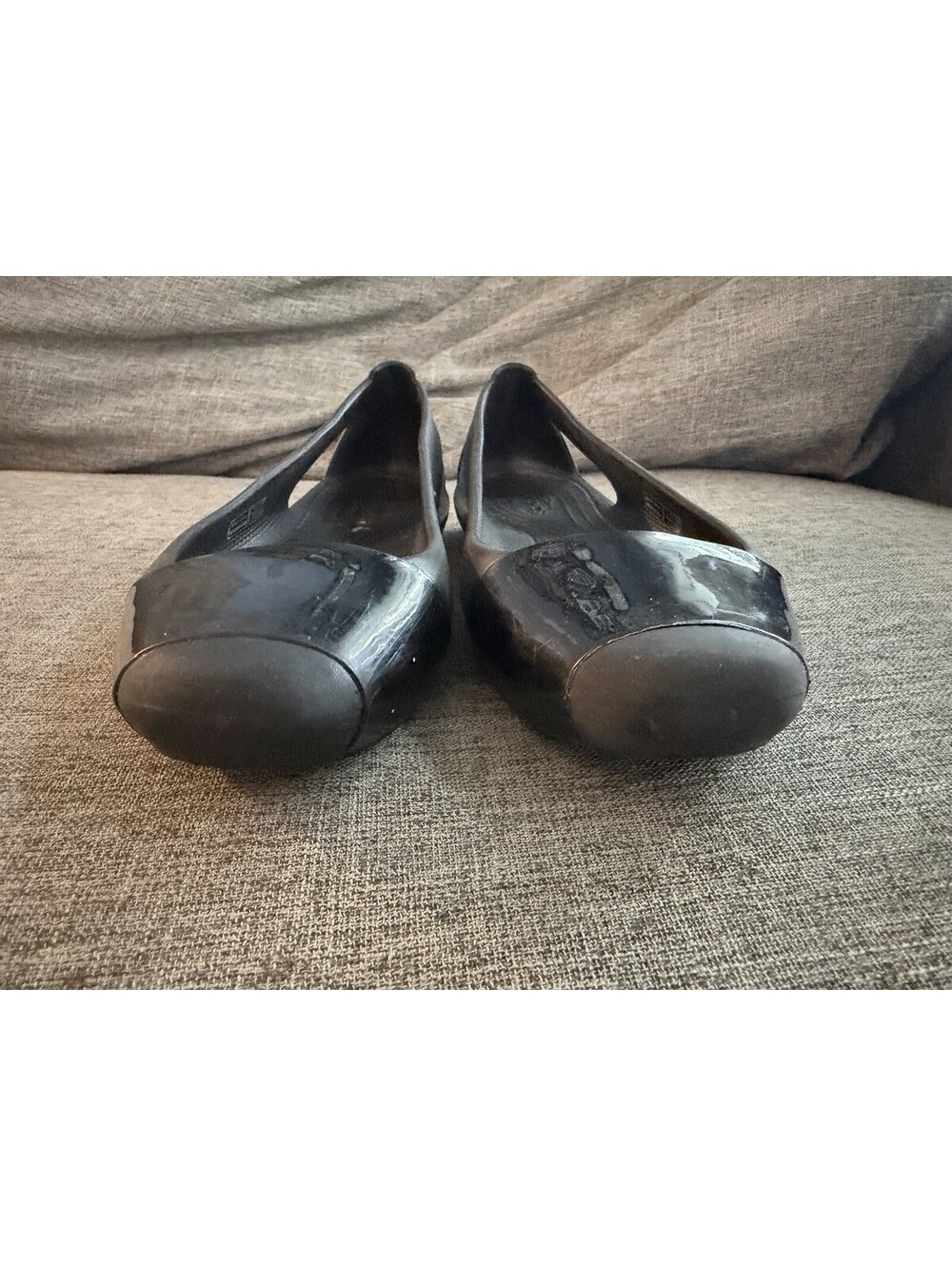 Crocs Sienna Shiny Flat Womens 7 Black Cap Toe Slip On Ballet - Picture 2 of 8